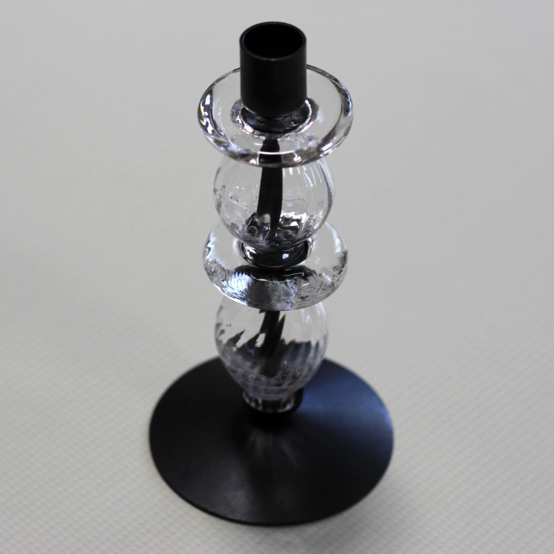 【美品・刻印】エリックホグラン　キャンドルスタンド オニオン型2段　クリア 02