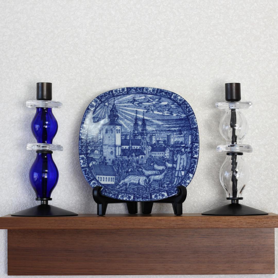 【美品・刻印】エリックホグラン　キャンドルスタンド オニオン型2段　クリア 02