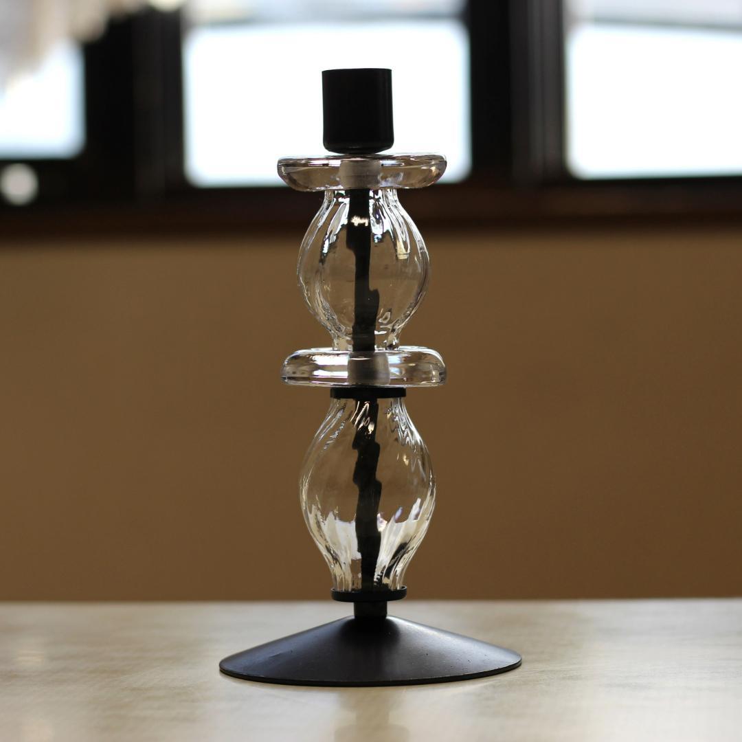 【美品・刻印】エリックホグラン　キャンドルスタンド オニオン型2段　クリア 02