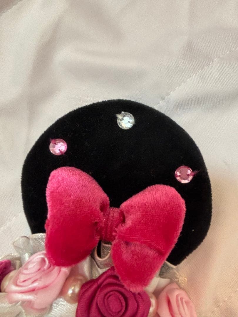 ディズニー カチューシャ ミニーちゃん ピンク 薔薇 パール レース