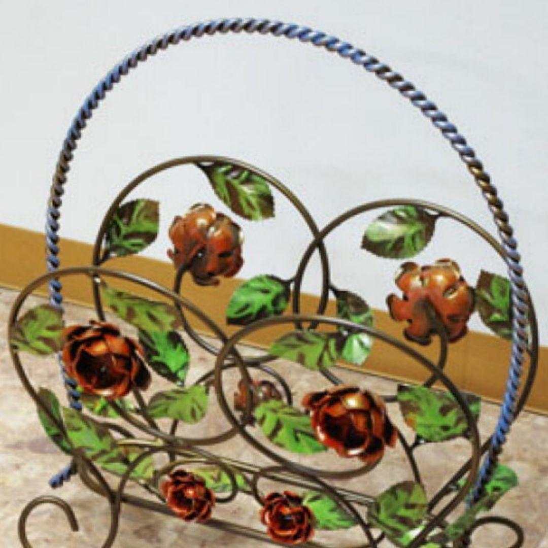 輸入雑貨　イタリア製品　ヨーロピアン　ローズ　アイアン　マガジンラック