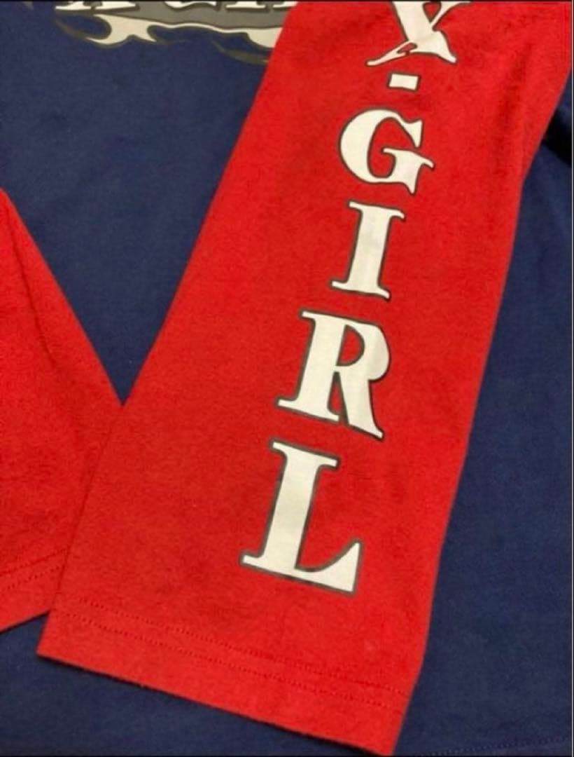 《大人気完売品》あいみょん着用色X-girl ロンTネイビー長袖リンガーTシャツ