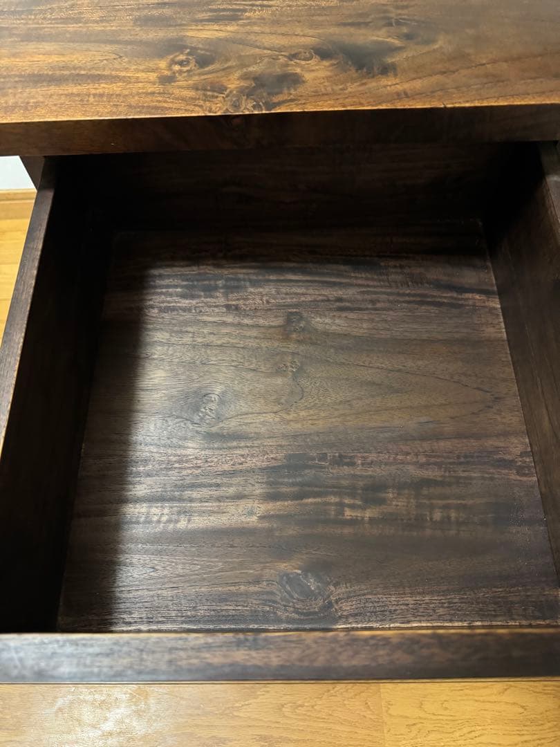 昭和レトロ　ヴィンテージ　木製小物入れ　花柄彫刻