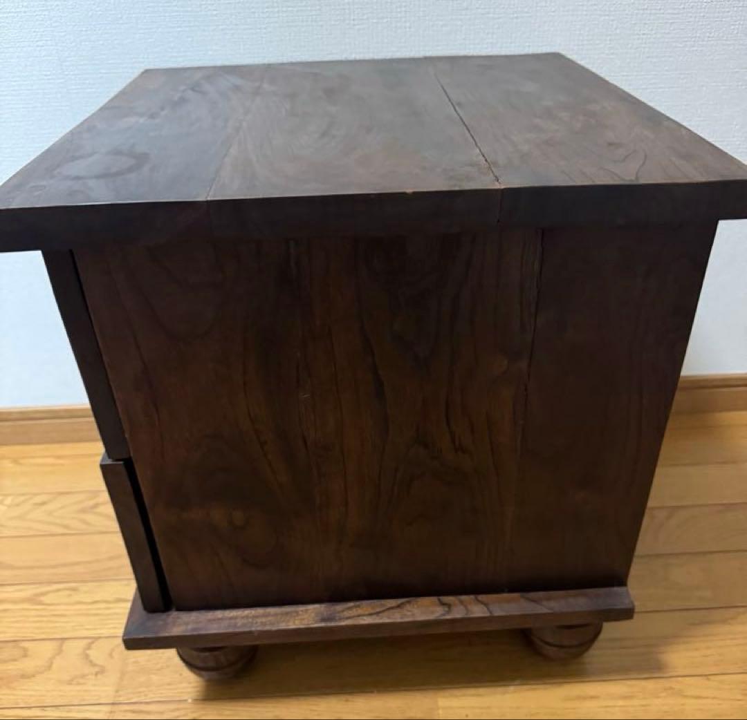 昭和レトロ　ヴィンテージ　木製小物入れ　花柄彫刻