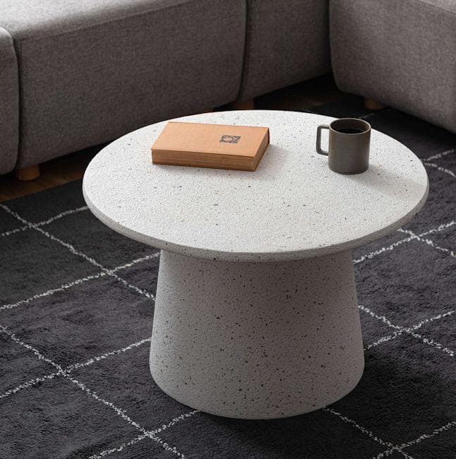 テラゾー柄ラウンドテーブル幅60cm リビングテーブル 大理石柄（33）