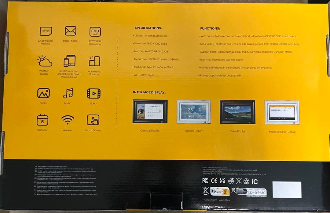 KODAK 木製デジタルフォトフレーム 14.1インチ 32GB