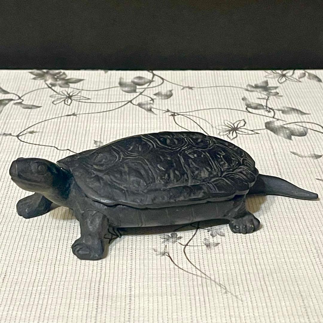 アンティーク　古銅製　亀の置物小亀5匹入り