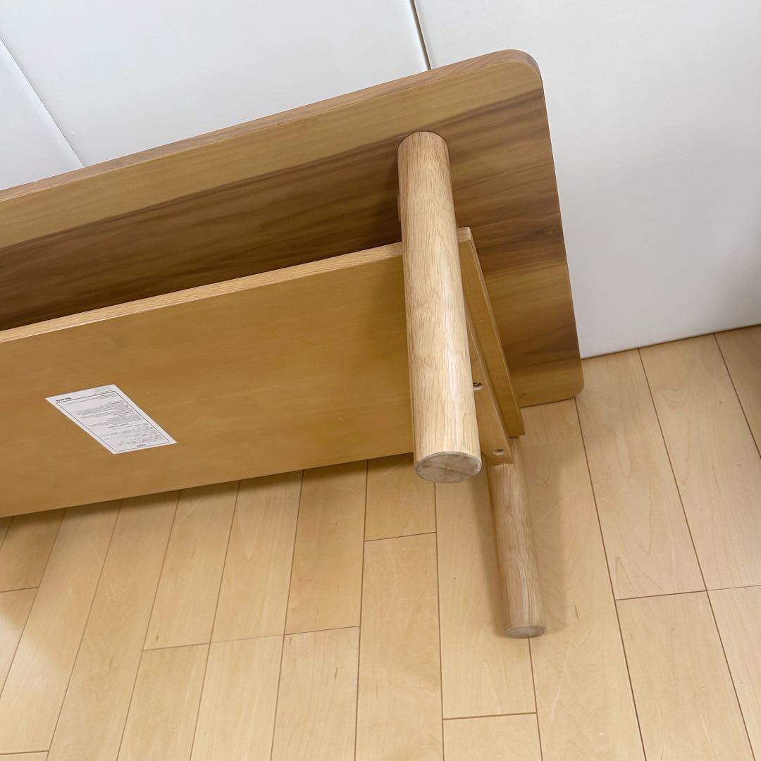 MUJI 無印良品　木製ローテーブル　オーク材　丸脚　収納付き　幅110 突板