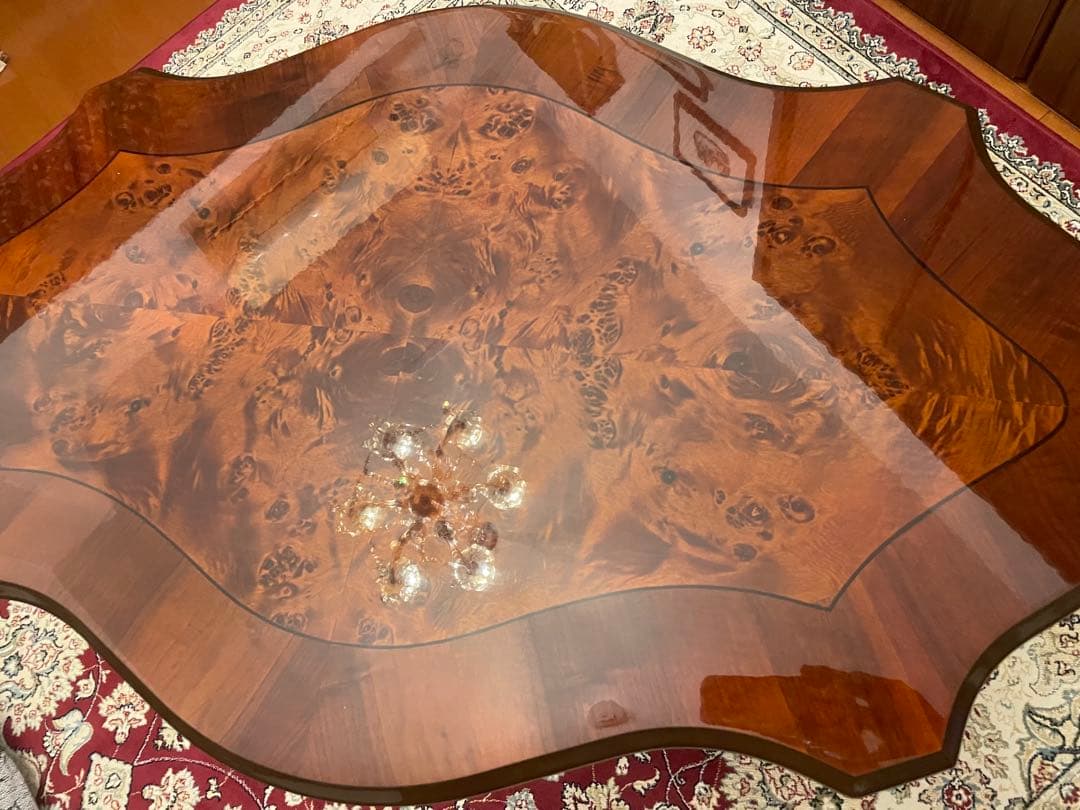 アンティーク　センターテーブル 象嵌テーブル　猫脚