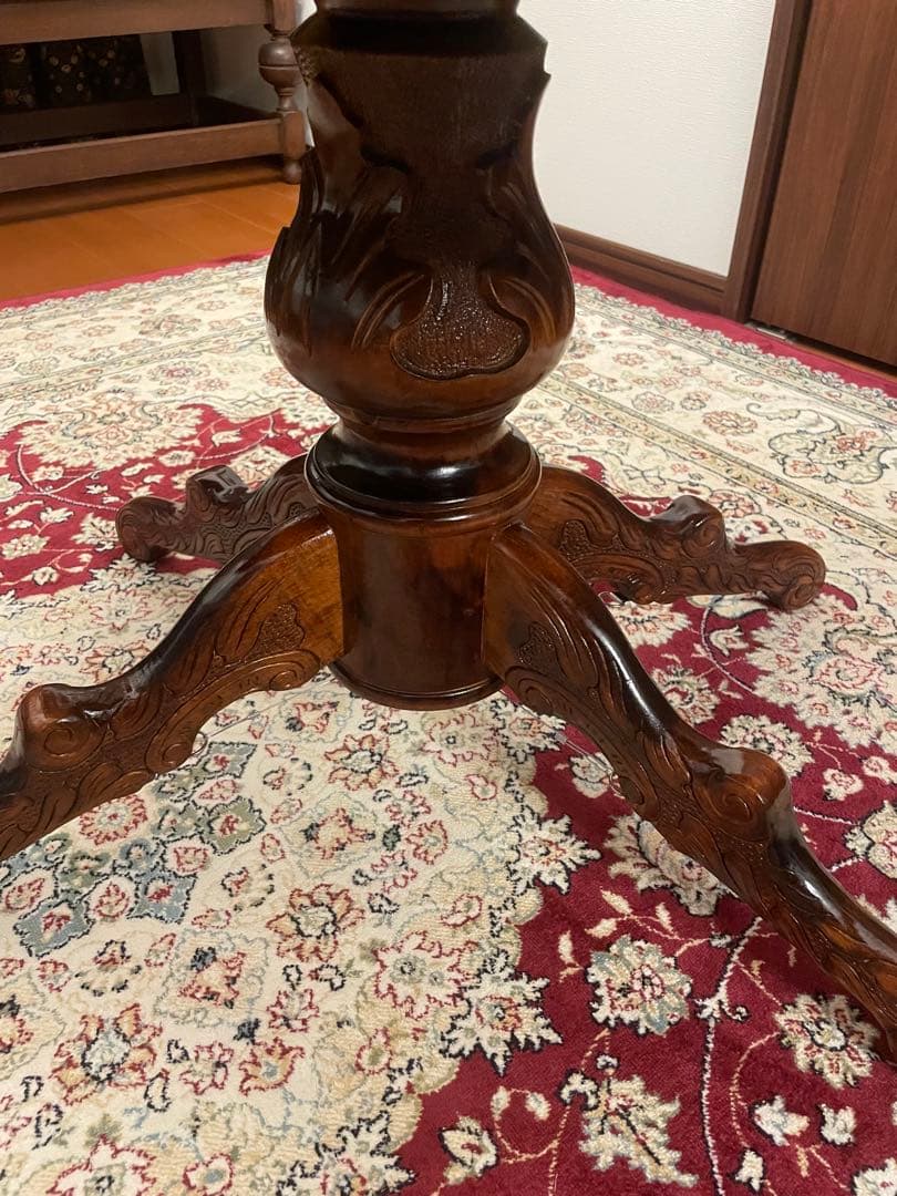 アンティーク　センターテーブル 象嵌テーブル　猫脚