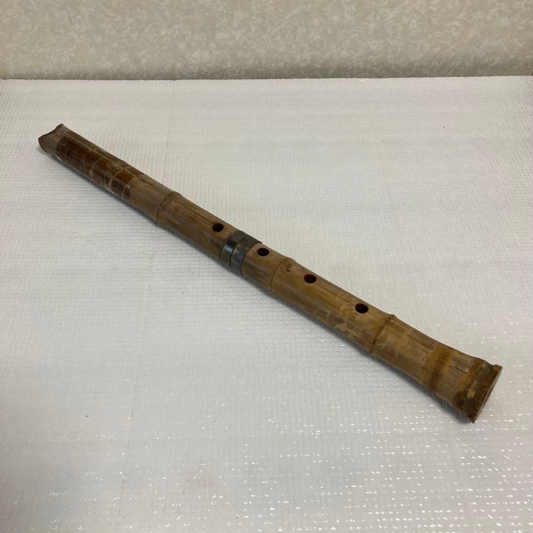 尺八 和楽器 竹製 延べ管 銘刻印入り 中継ぎ 古道具 骨董 ジャンク 現状渡し