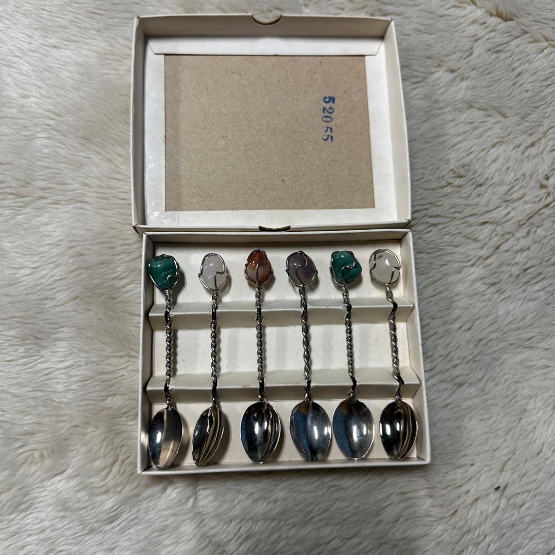 【美品】【希少】翡翠　ブラジルのハンドルのスプーン6本セット