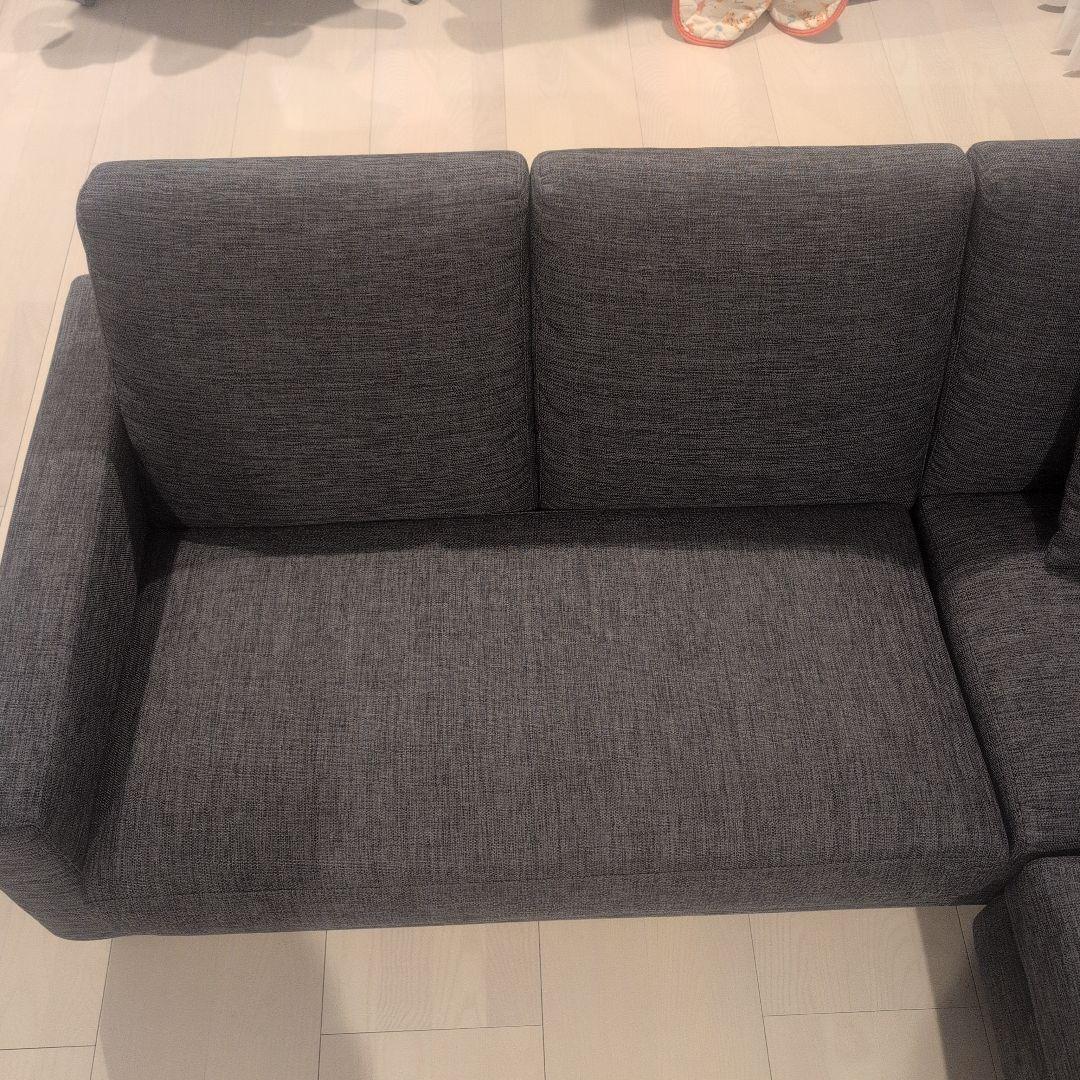 [特価]ダークグレー 3人掛けソファ オットマン付き ニトリ