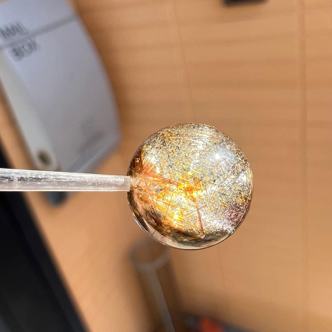 高品質　スター入りジオメトリールチル　1粒　ビーズ　4 ルチルクォーツ