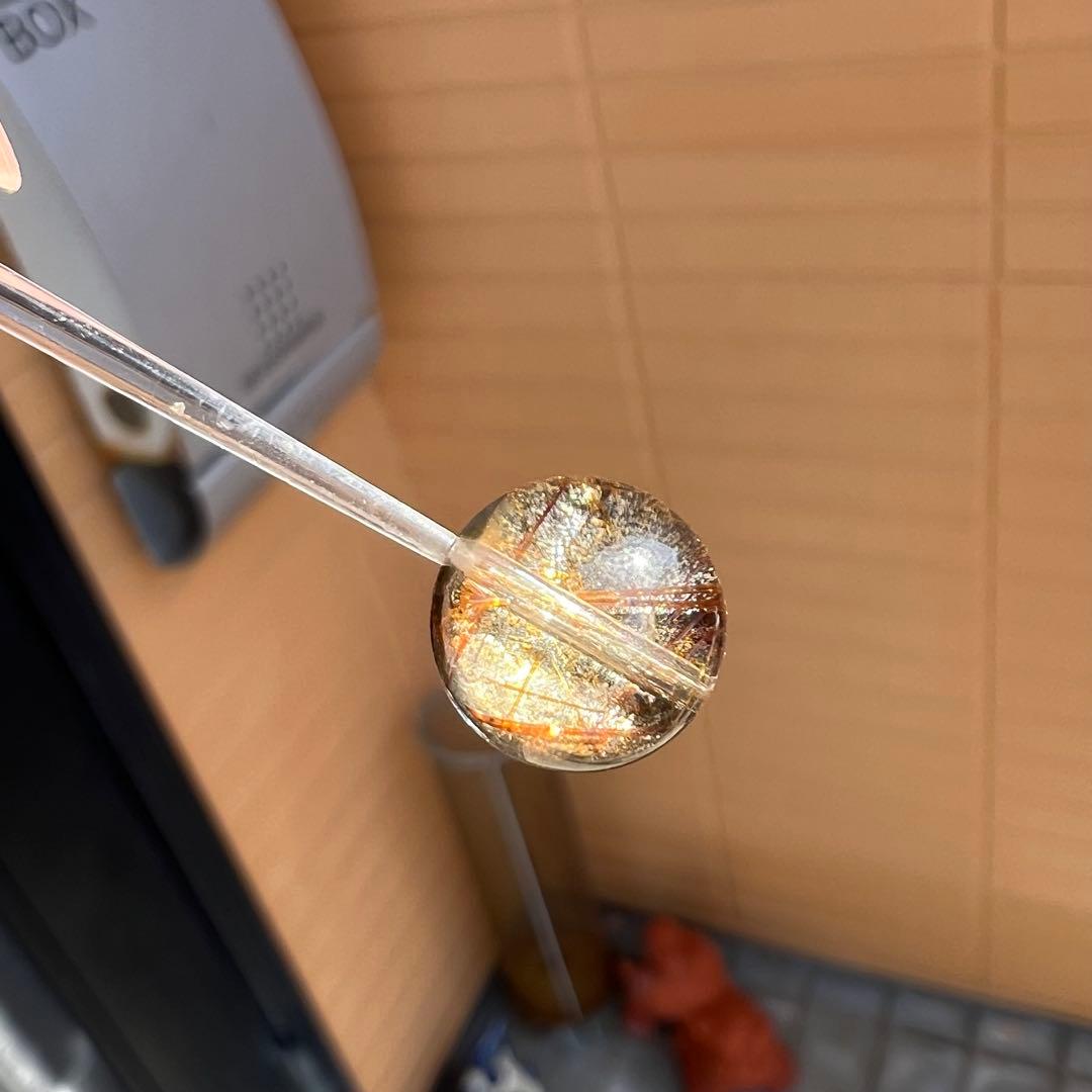 高品質　スター入りジオメトリールチル　1粒　ビーズ　4 ルチルクォーツ