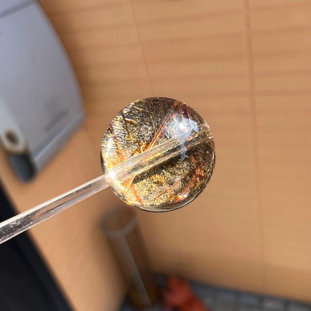 高品質　スター入りジオメトリールチル　1粒　ビーズ　4 ルチルクォーツ