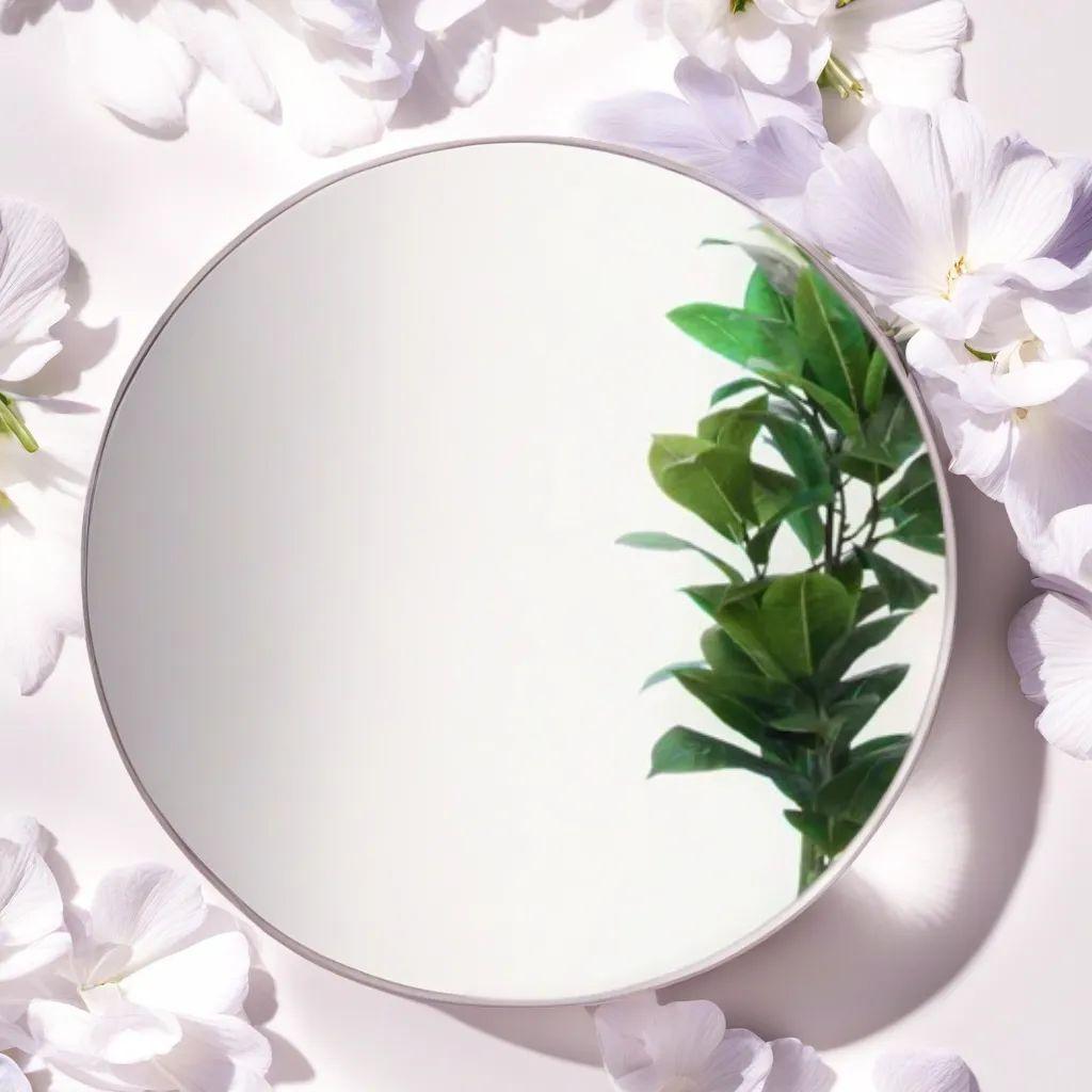 壁掛け鏡、丸型、日本製、トイレや洗面所用、35×35cm、賃貸対応、ノンフレーム