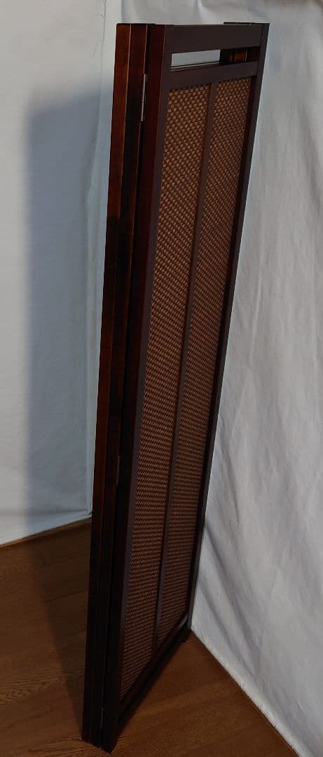 スクリーン　和風モダンパーテーション　3連屏風　変わり織り竹簾使用訳アリ特価　②