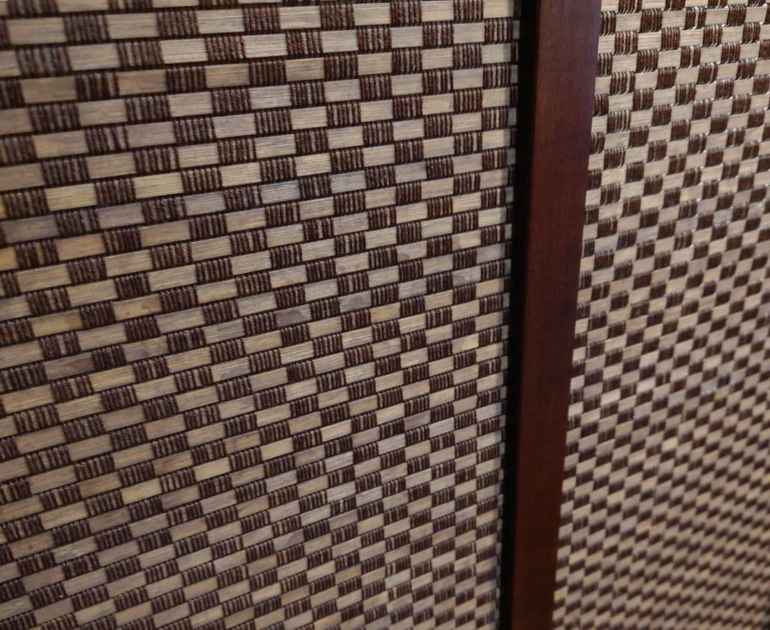 スクリーン　和風モダンパーテーション　3連屏風　変わり織り竹簾使用訳アリ特価　②