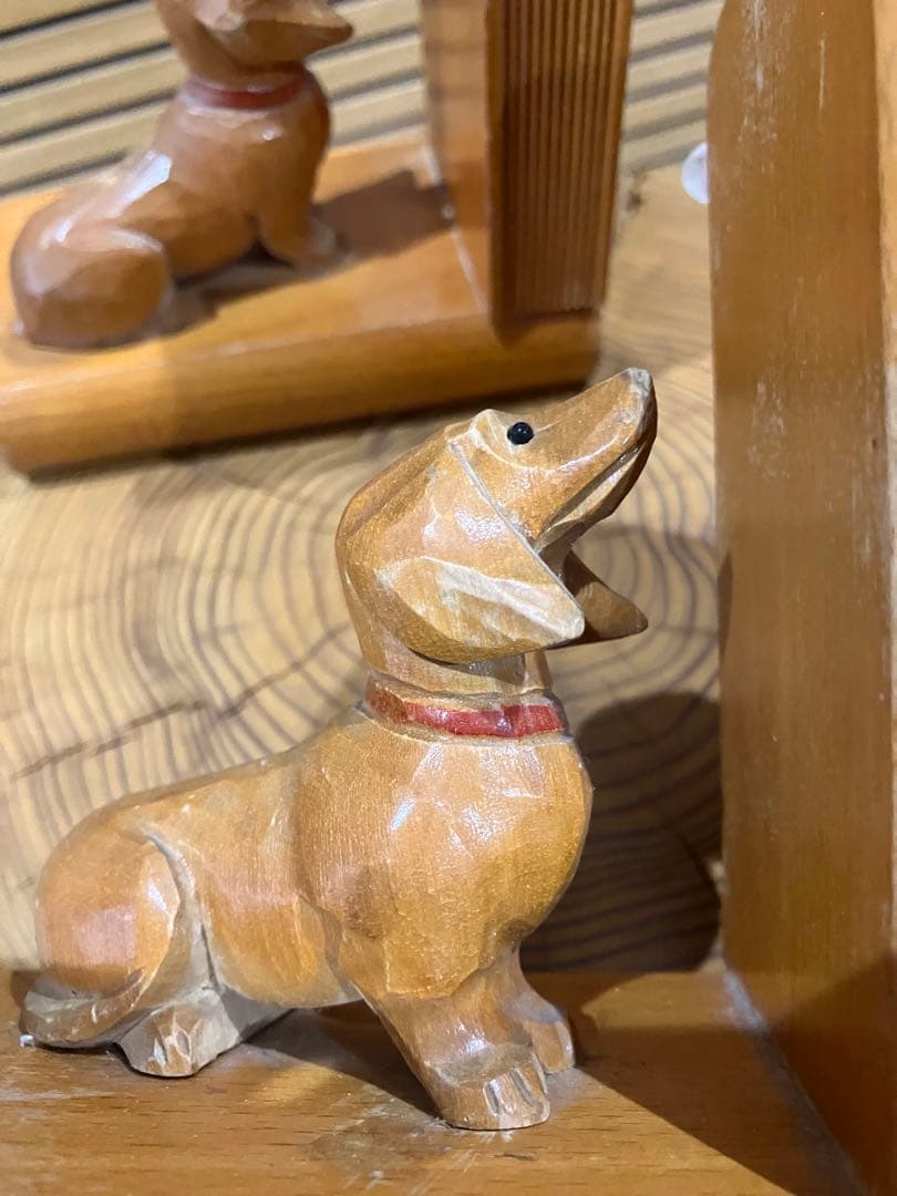 ヴィンテージ　ダックスフンド　木製ブックエンド　旧東ドイツ製