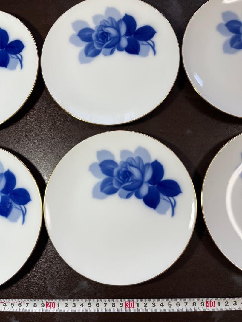 大倉陶園 ブルーローズ 19cmデザート皿 6枚セット