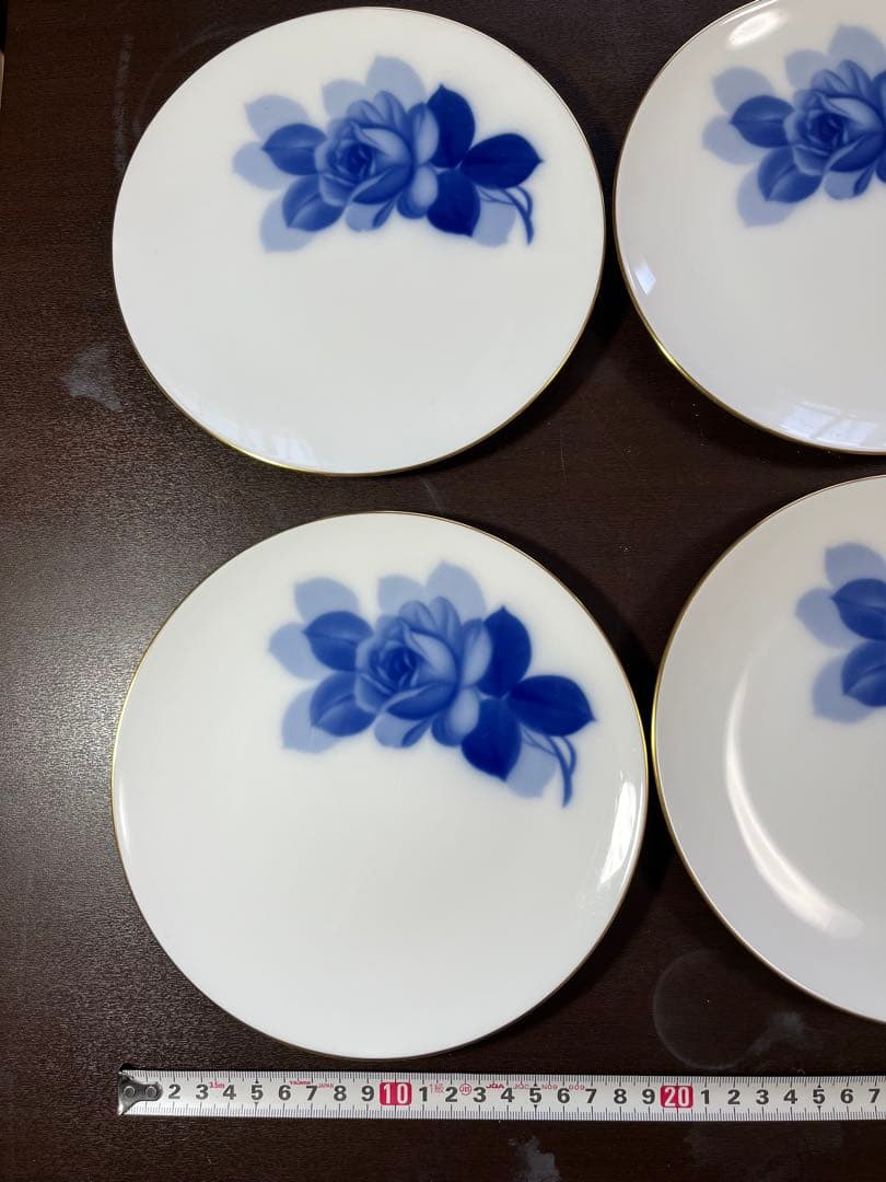 大倉陶園 ブルーローズ 19cmデザート皿 6枚セット