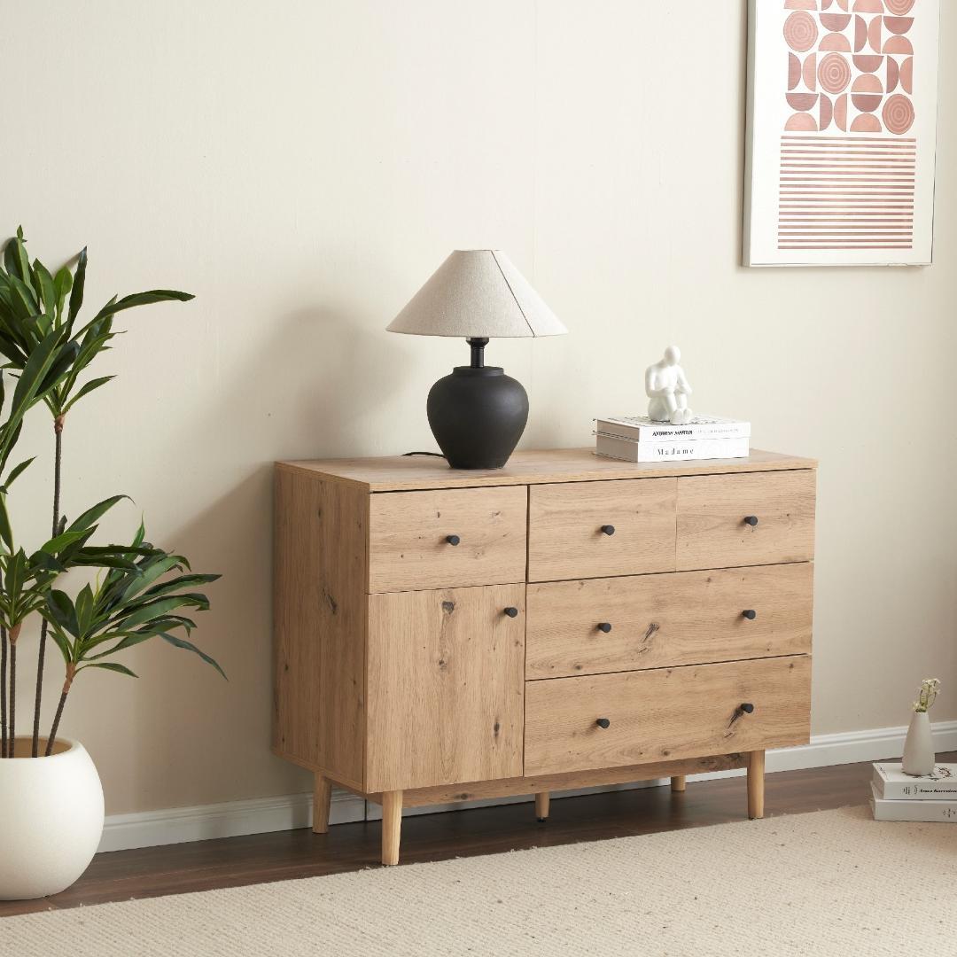 キャビネット サイドボード 引き出し5杯 収納棚 リビング収納　おしゃれ