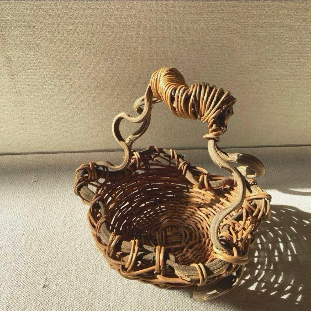 藤蔓 あけび 大籠 古籠 骨董 籠細工 ラタン 大型 フルーツバスケット パン籠
