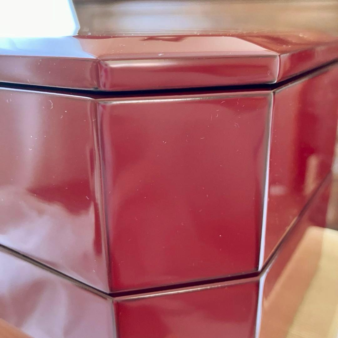 平安象彦 ニ段重箱 朱色 横長