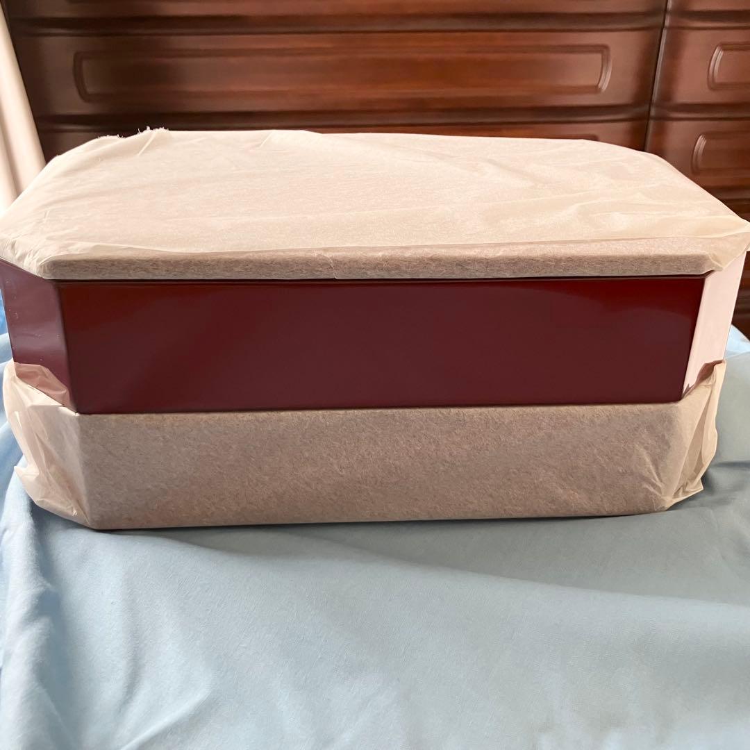 平安象彦 ニ段重箱 朱色 横長