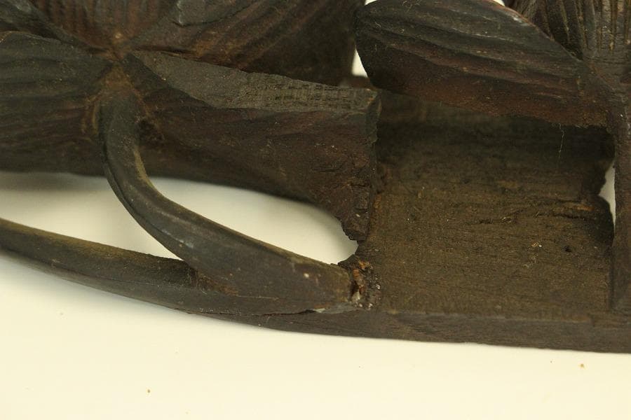 仏教美術 木刻 蓮花 彫刻飾り 時代物(LC995)