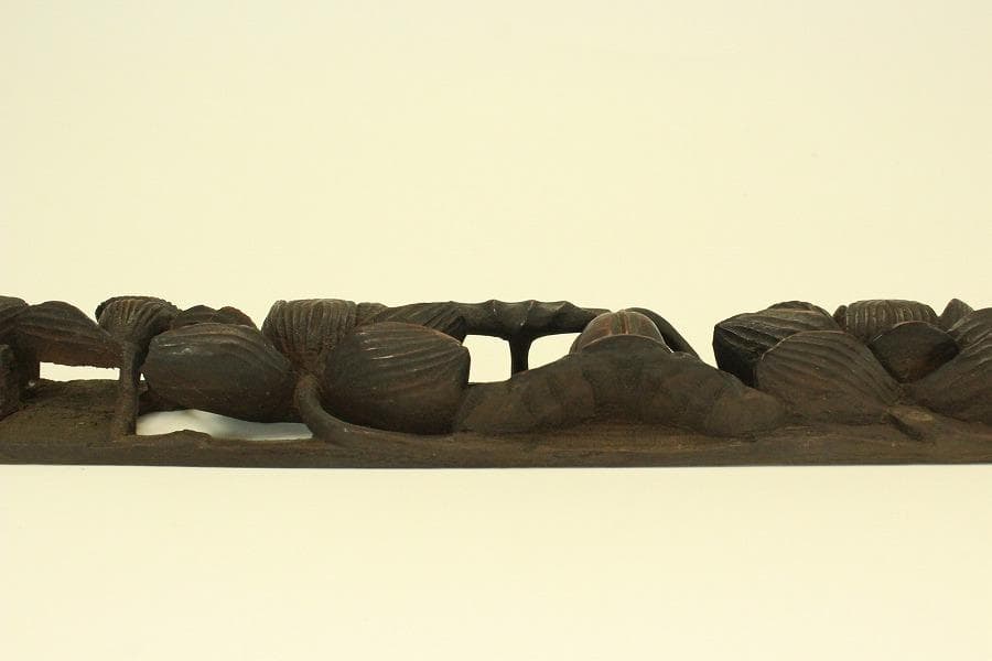 仏教美術 木刻 蓮花 彫刻飾り 時代物(LC995)