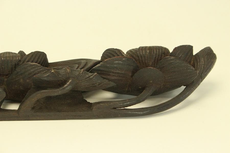 仏教美術 木刻 蓮花 彫刻飾り 時代物(LC995)