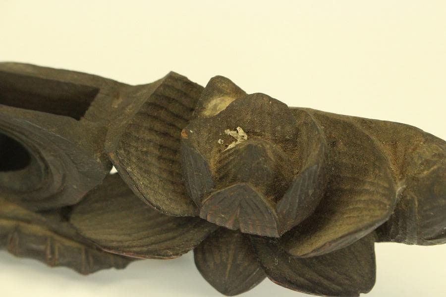 仏教美術 木刻 蓮花 彫刻飾り 時代物(LC995)