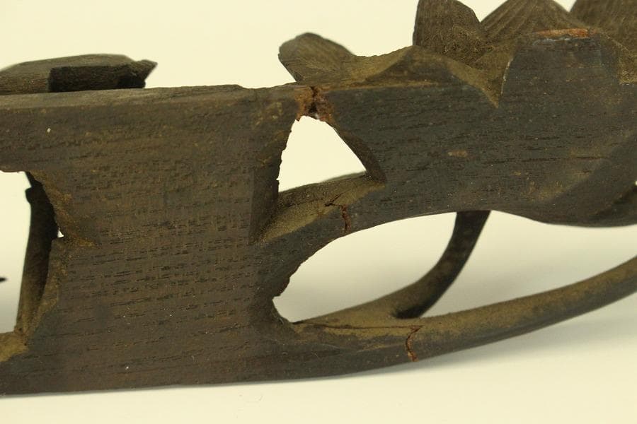 仏教美術 木刻 蓮花 彫刻飾り 時代物(LC995)