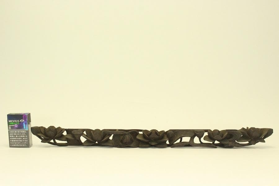 仏教美術 木刻 蓮花 彫刻飾り 時代物(LC995)