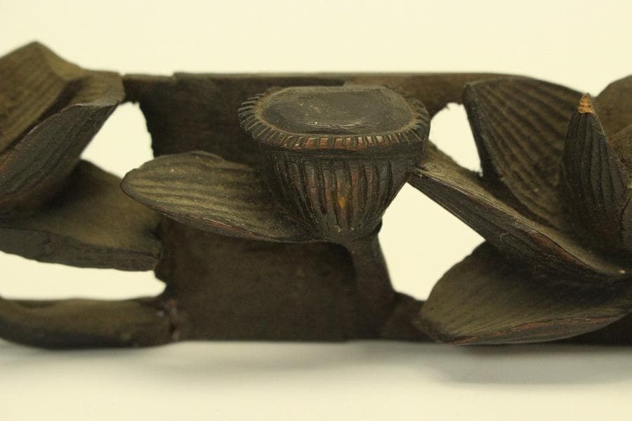 仏教美術 木刻 蓮花 彫刻飾り 時代物(LC995)