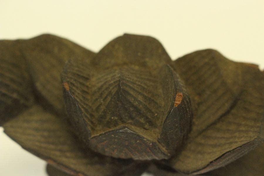 仏教美術 木刻 蓮花 彫刻飾り 時代物(LC995)