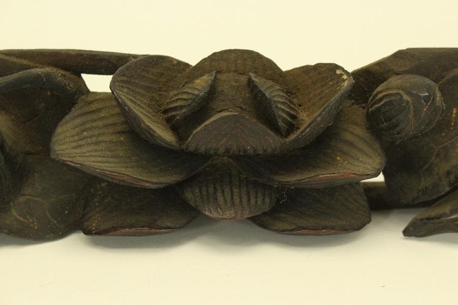 仏教美術 木刻 蓮花 彫刻飾り 時代物(LC995)