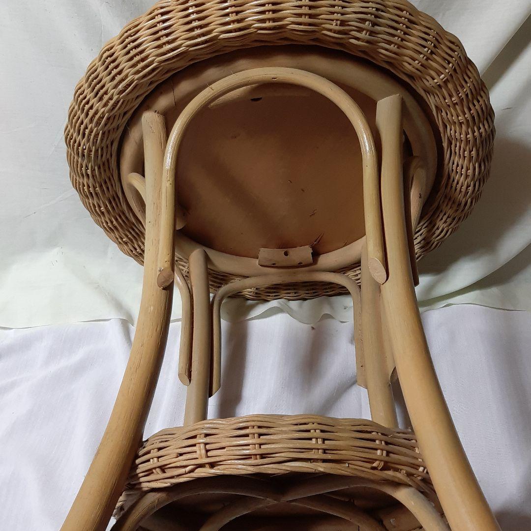 昭和レトロ◆ラタン籐ガラス テーブル二段◆高さ63cm