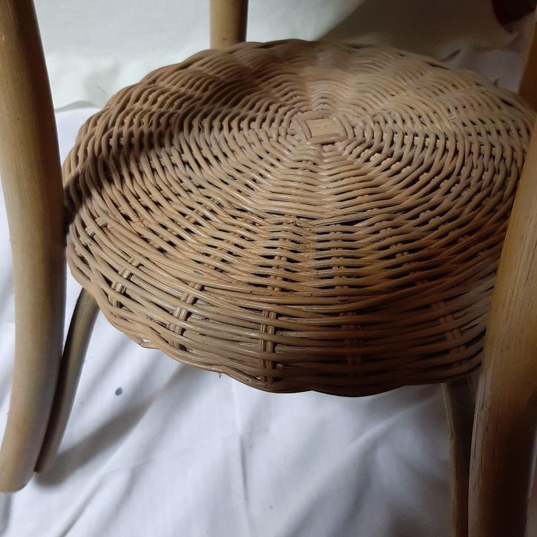 昭和レトロ◆ラタン籐ガラス テーブル二段◆高さ63cm