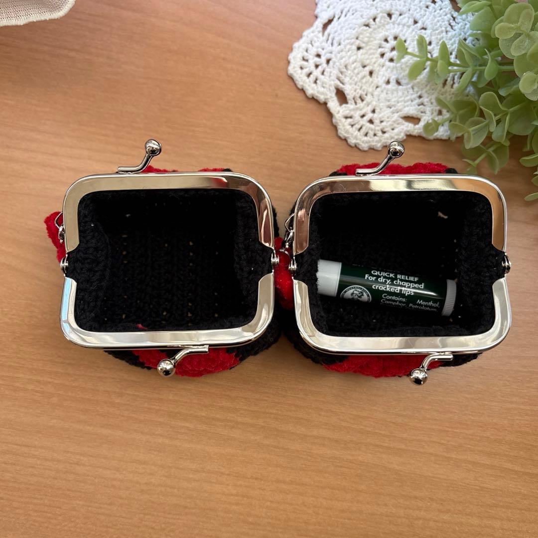 ハンドメイド かぎ編みがま口ポーチグラニースクエア モチーフ編み