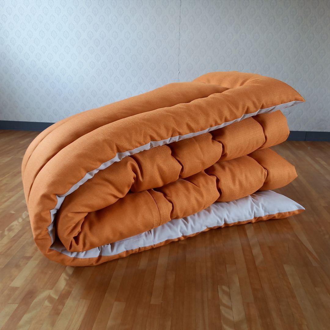 超撥水加工 厚手 厚掛け こたつ布団 大判長方形 オレンジ 清潔 安心 日本製⑤