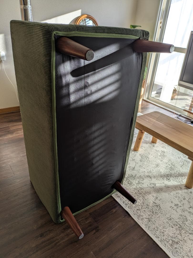 ダイニングソファ RASIK 日本製 2人掛け コーデュロイ モスグリーン