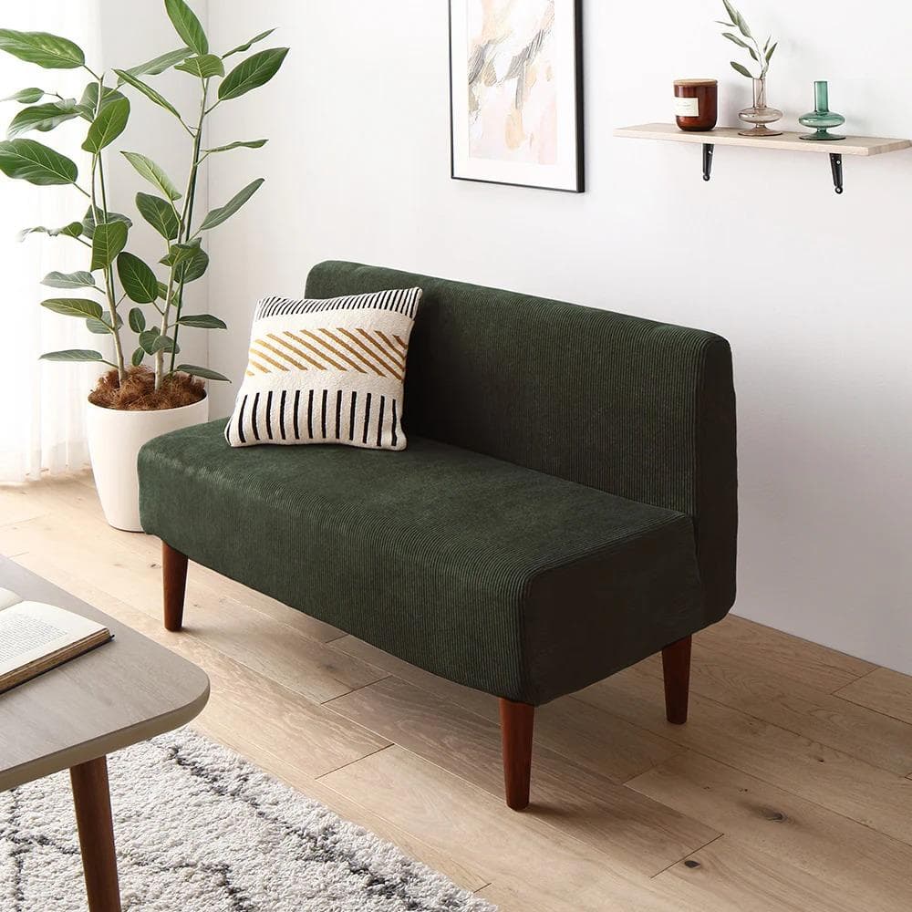 ダイニングソファ RASIK 日本製 2人掛け コーデュロイ モスグリーン