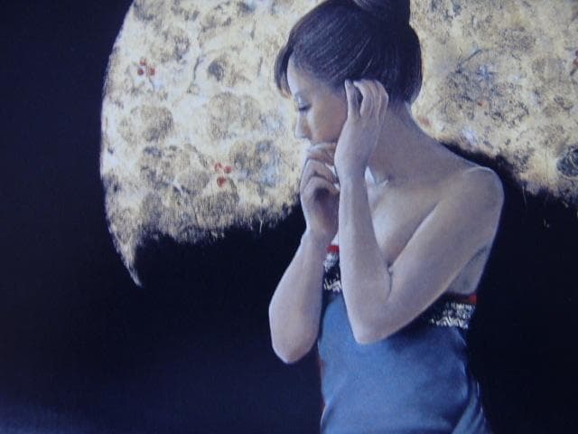 山根須磨子【月明】希少画集画、状態良好、新品高級額装付