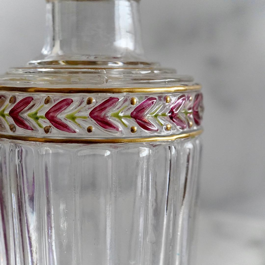 可憐なオールドサンルイ【ローリエ】金彩エナメル彩クリスタル香水瓶 Mサイズ★美品