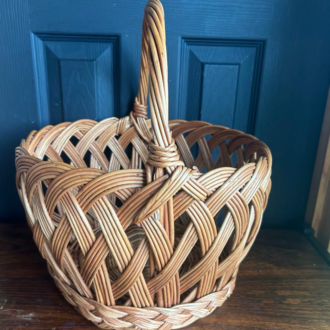 大きめ　バスケット　かご　ラトビア　ビンテージ