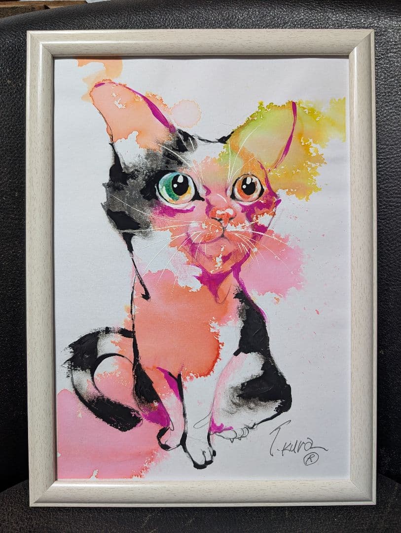猫 原画 絵画 イラスト ドローイング ペット 現代アート 芸術 ねこ