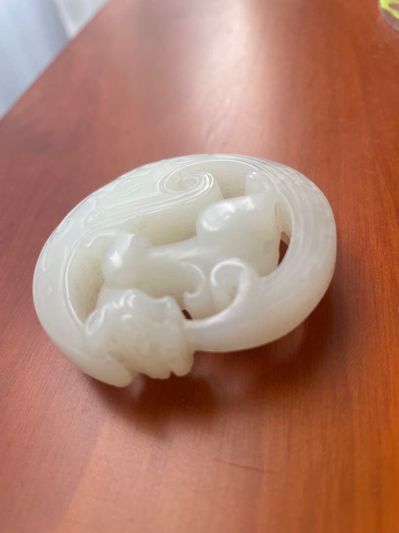 清朝期・和田玉・白玉彫　古美術品、骨董品、